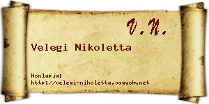 Velegi Nikoletta névjegykártya